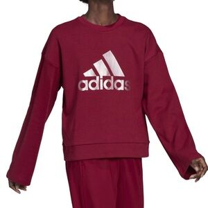 adidas x Zoe Saldana Burgundy Flared Sleeve Logo Crewneck Sweatshirt Size Small